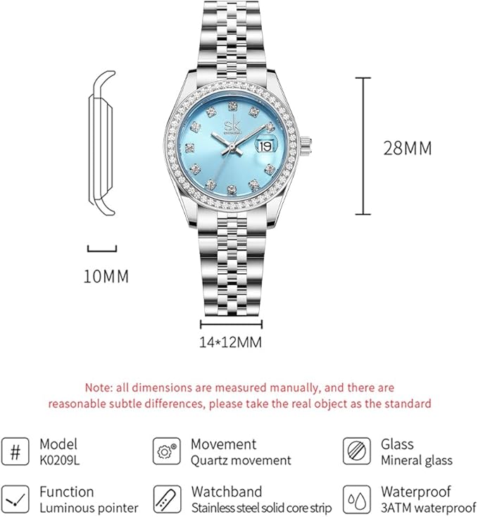 SHENGKE Montre pour Femmes avec Bracelet en Alliage d'acier et Cristaux