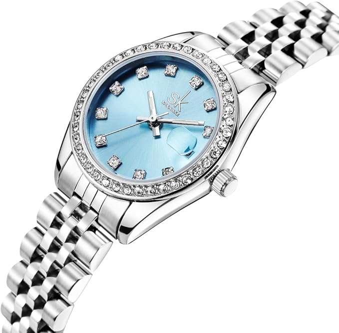 SHENGKE Montre pour Femmes avec Bracelet en Alliage d'acier et Cristaux