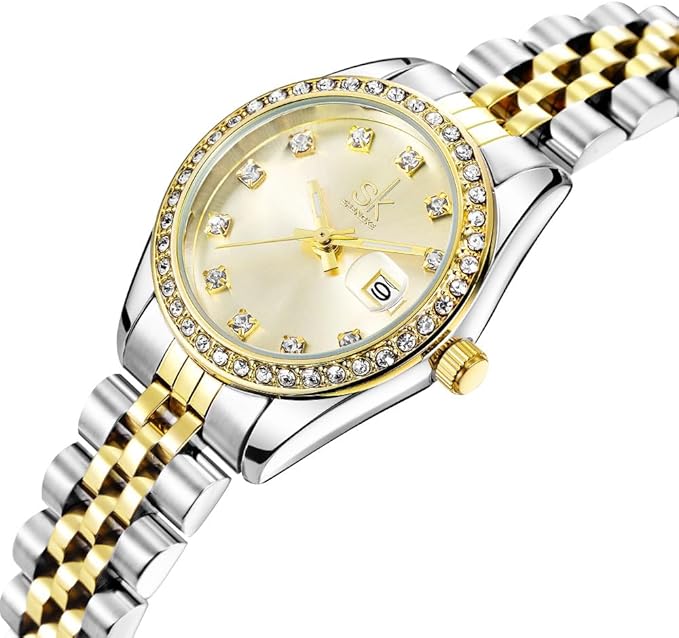 SHENGKE Montre pour Femmes avec Bracelet en Alliage d'acier et Cristaux