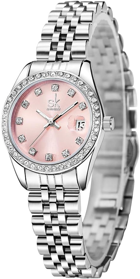 SHENGKE Montre pour Femmes avec Bracelet en Alliage d'acier et Cristaux