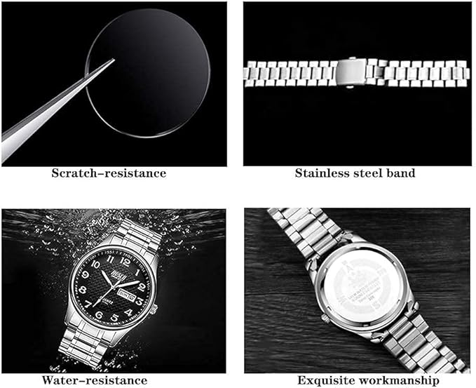 BOSCK Montre Homme, 40 MM Analogique Etanche Affaires Inoxydable