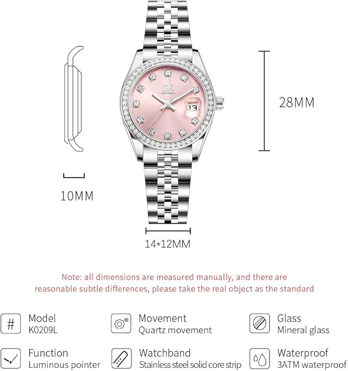 SHENGKE Montre pour Femmes avec Bracelet en Alliage d'acier et Cristaux
