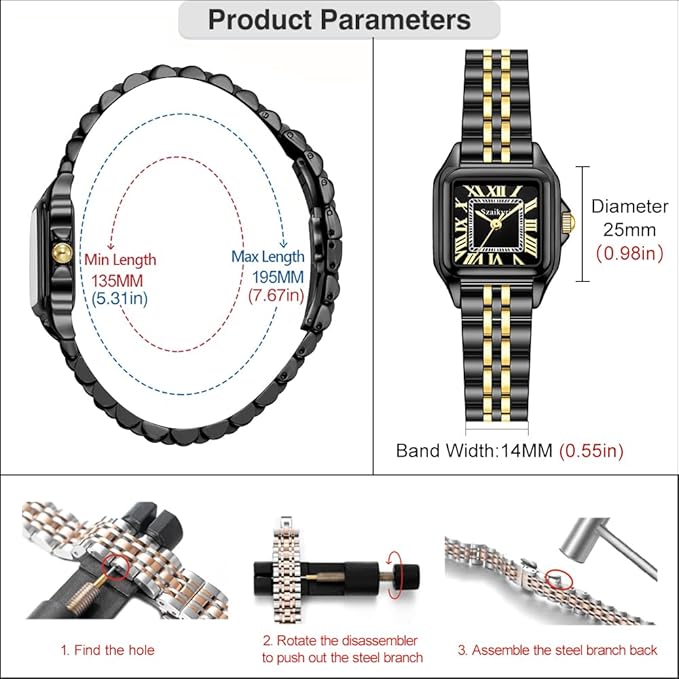 Classique Carrée Montre pour Femmes avec Chiffres Romains