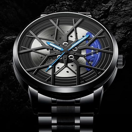Montre Homme Frein Auto Disques Design Roues de Voiture Jantes Étanche