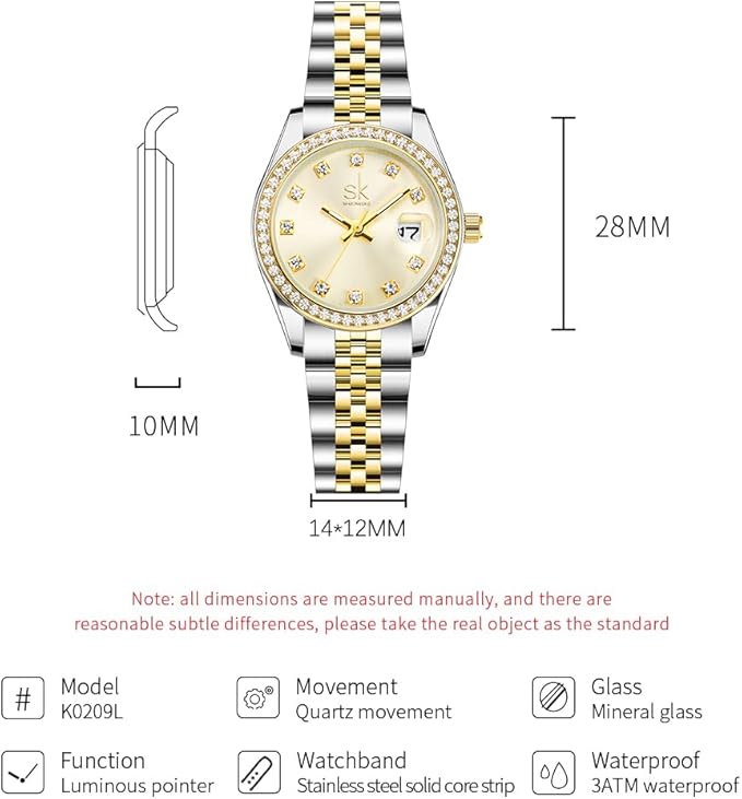 SHENGKE Montre pour Femmes avec Bracelet en Alliage d'acier et Cristaux