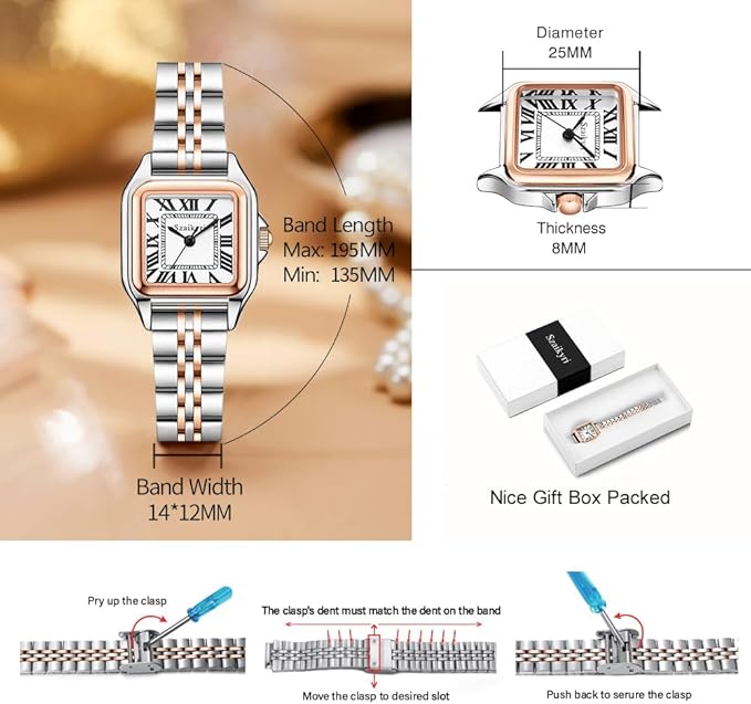 Classique Carrée Montre pour Femmes avec Chiffres Romains