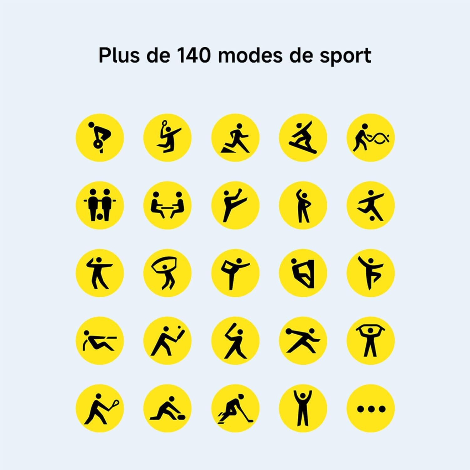 Montre connectée Fitness, écran LCD 2", 18j autonomie, appels Bluetooth, 140+ Modes Sport, Suivi du Sommeil, 5ATM, GPS, Android & iOS, Noir