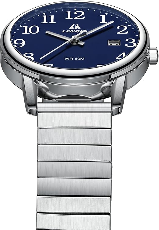 LN LENQIN Montre Homme en Acier Inoxydable avec Grand Cadran