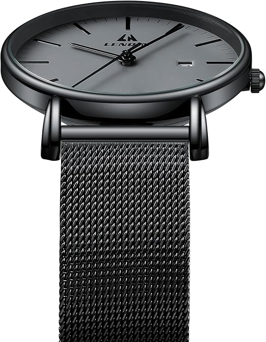 LN LENQIN Montre Homme Montres en Acier Inoxydable pour Hommes Montres-Bracelets étanches