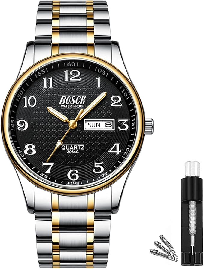 BOSCK Montre Homme, 40 MM Analogique Etanche Affaires Inoxydable