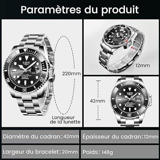 LIGE Montre Homme, Montres