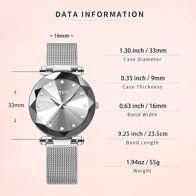 CIVO Montre Femme Bracelet Acier Inoxydable