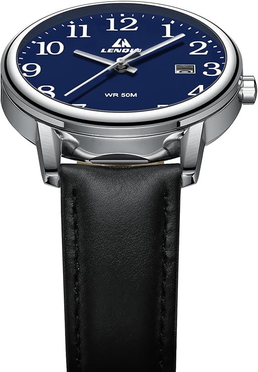 LN LENQIN Montre Homme en Acier Inoxydable avec Grand Cadran