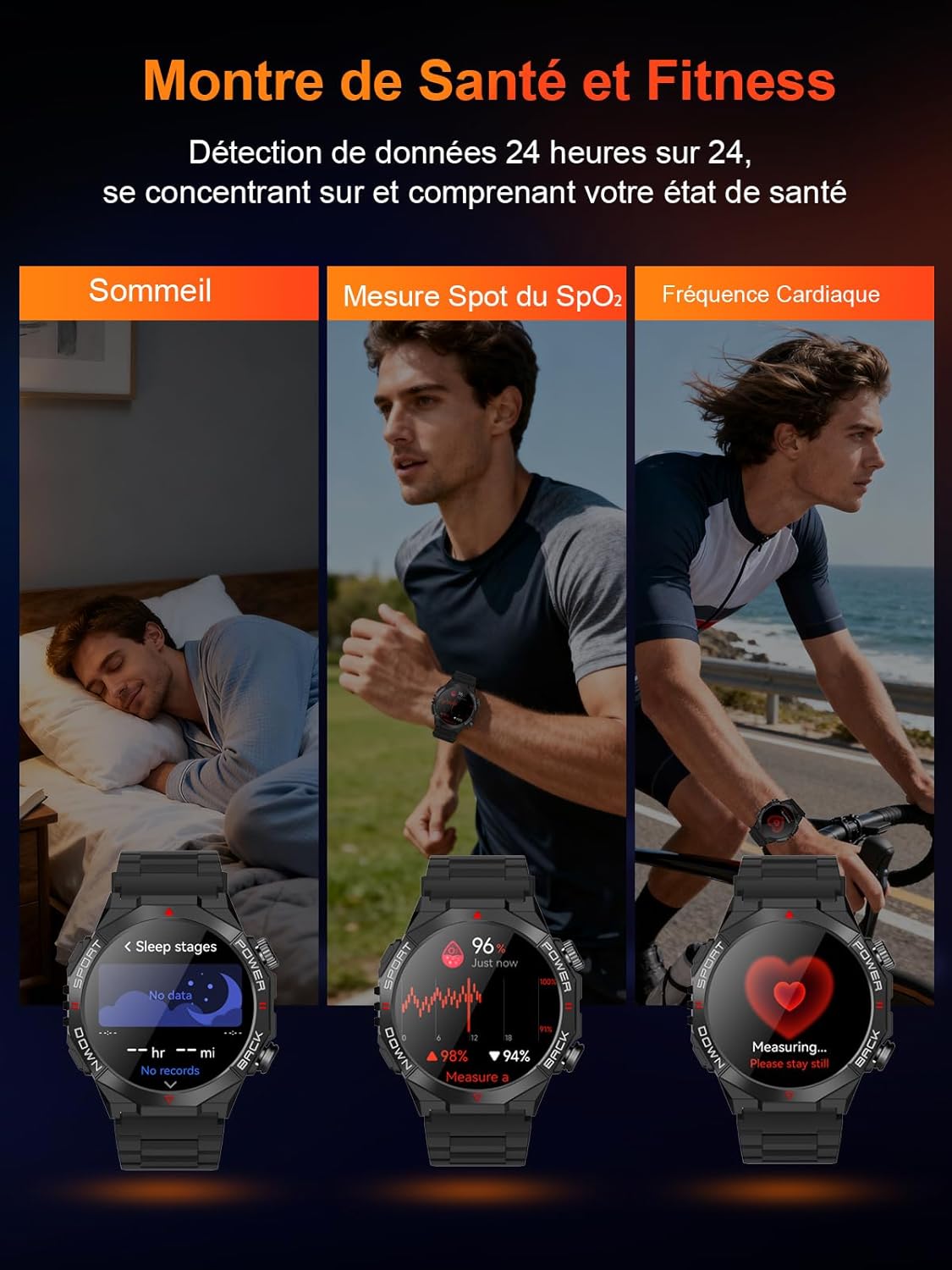 invens Montre Connectée Militaire avec Illumination, Appel Bluetooth & Musique