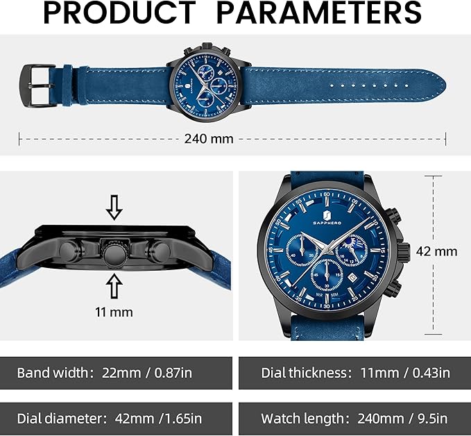 BY BENYAR Montre Homme Montres Bracelet pour Homme chronographe étanche