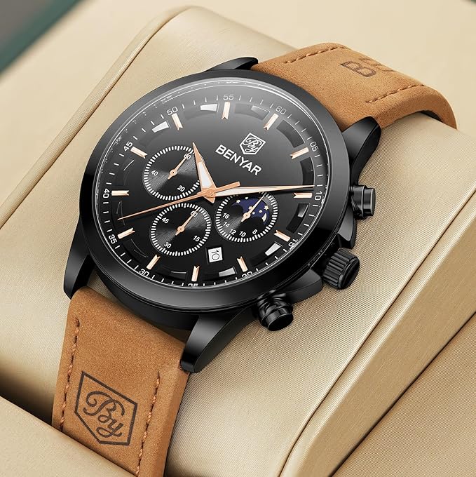 BY BENYAR Montre Homme Montres Bracelet pour Homme chronographe étanche